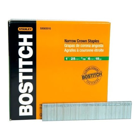 Dewalt Bostitch 1/2" Leg 18 Gauge 7/32" Narrow Crown Finish Staples, 3000/Qty SX50351-1/4G